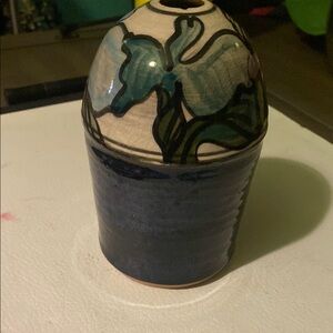 Handcrafted Blue and Cream Ceramic Vase
